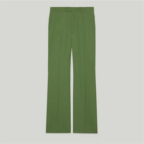 gucci wool gabardine pant green|Wool gabardine trouser in dark green .